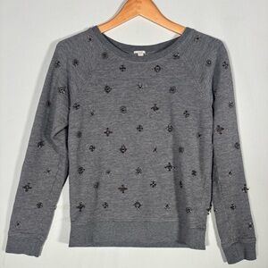 J.Crew Gray Embellished Crewneck Sweatshirt Size Small